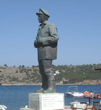 seaman statue in kardamilla, chios