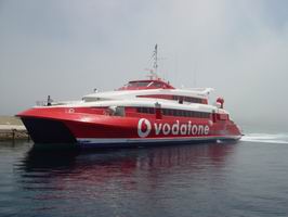 Highspeed Ferry entering Mykonos