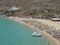 Super Paradise Beach in Mykonos, Greece