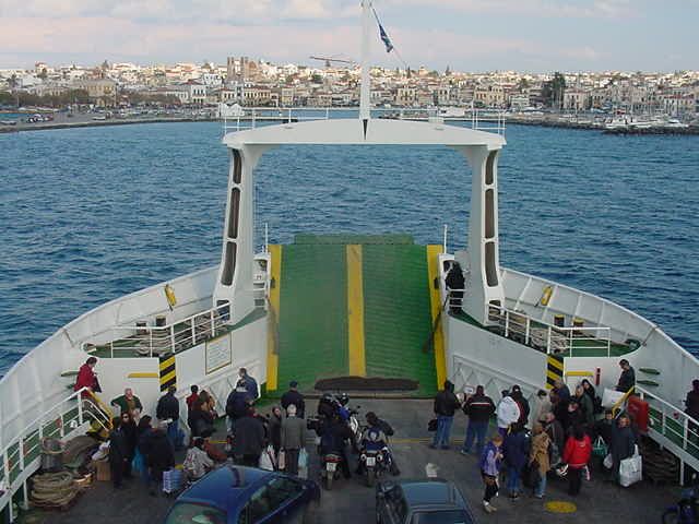 Getting off the ferry in Aegina